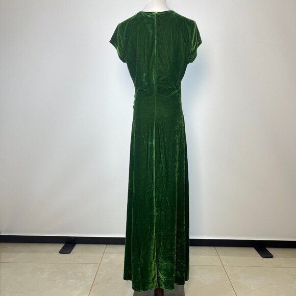 NWOT Reformation Merel Velvet Midi Dress In Green Velvet Size M - Picture 6 of 14